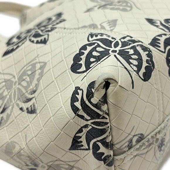 BOTTEGA VENETA Intrecciomirage Light Beige Black Gray Leather Bag 386-081725 - Picture 5 of 8